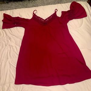 Red cold shoulder dress